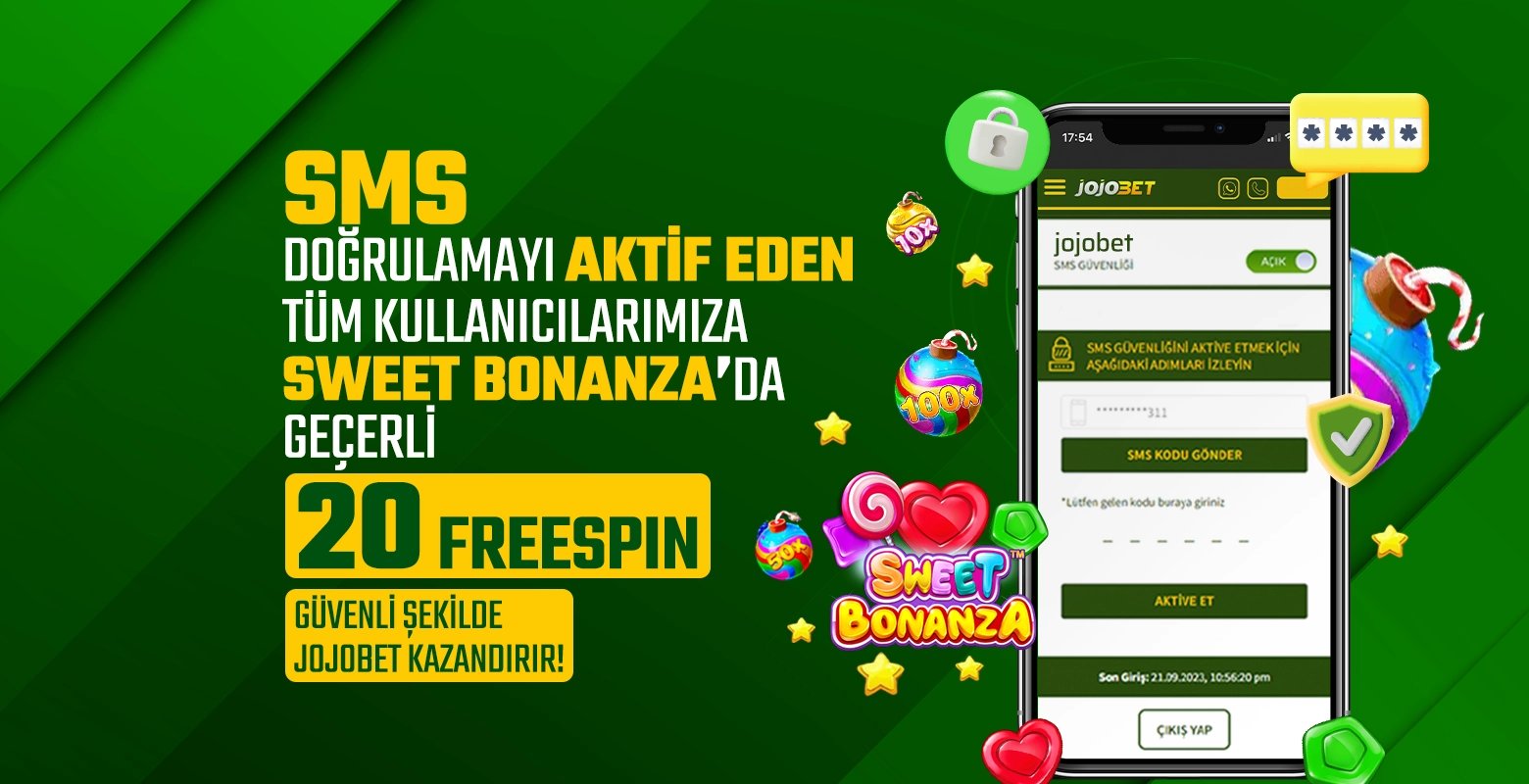 Sms Doğrulamayı Aktif Edip Hesabınızı Daha Güvenli Hale Getirin, Ayrıca Aktivasyon İşleminin Ardından Sweet Bonanza 20 Freespin Hediye! - Jojobet
