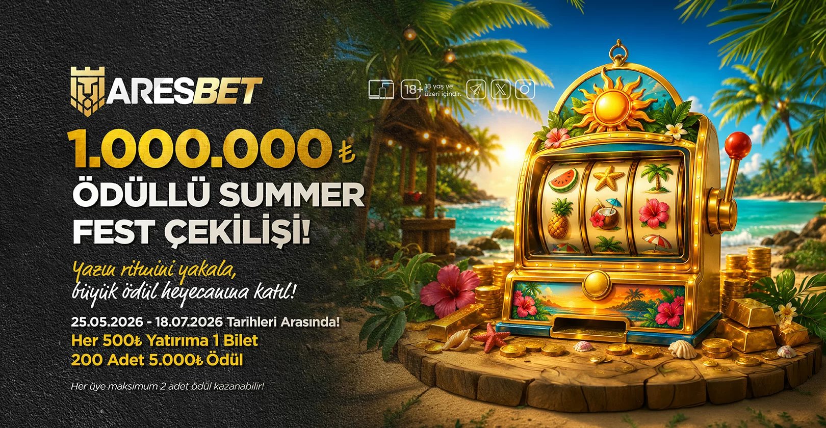 1.000.000₺ Ödüllü Aresbet Yaza Merhaba Çekilişi!