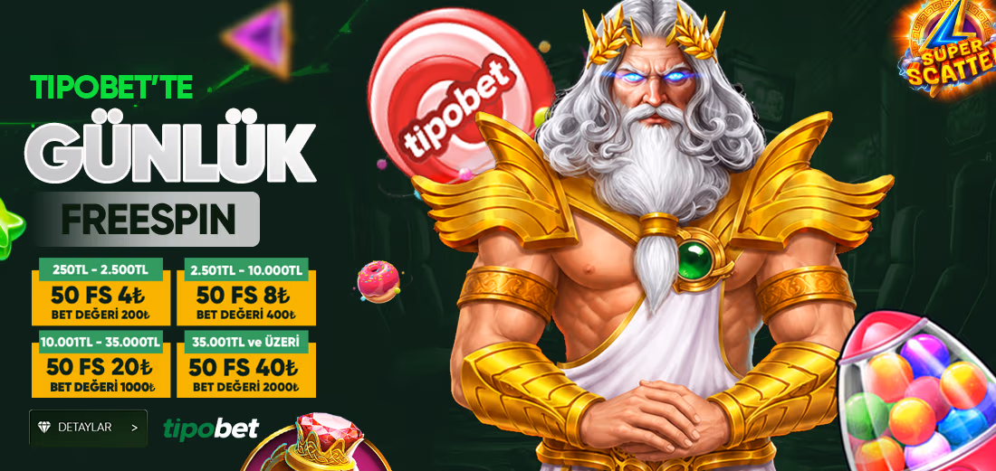 Günlük Freespin Hediyesi İle Dünkü Yatırımlarınıza Bugün Hediye Freespin - Tipobet
